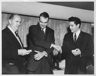 Colonel Parker, Mayor Henry Loeb and Elvis at Press Conference, Claridge Hotel, Memphis