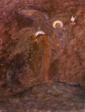 Sketch of Two Angels Escorting a Figure