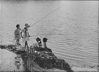 Mulatto Children Fishing in the Cane River, Melrose Natchitoches Parish, Louisiana