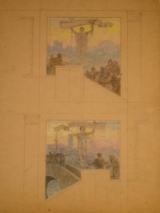 "Spirit of Freedom" and "Spirit of Benevolence," Study for Mural, Peoples' Church, St. Paul, Minnesota