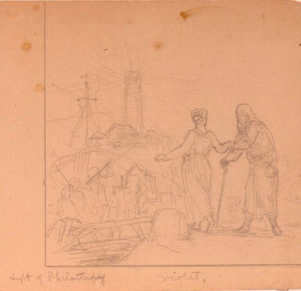 "The Light of Philanthrophy," supplementary sketch for The Spectrum of Light Mural, Reading Room, Library of Congress