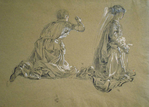 Draped Male and Female Figure Studies for "Light of the Incarnation"