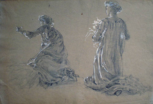 Two Draped Female Figure Studies for Light of the Incarnation