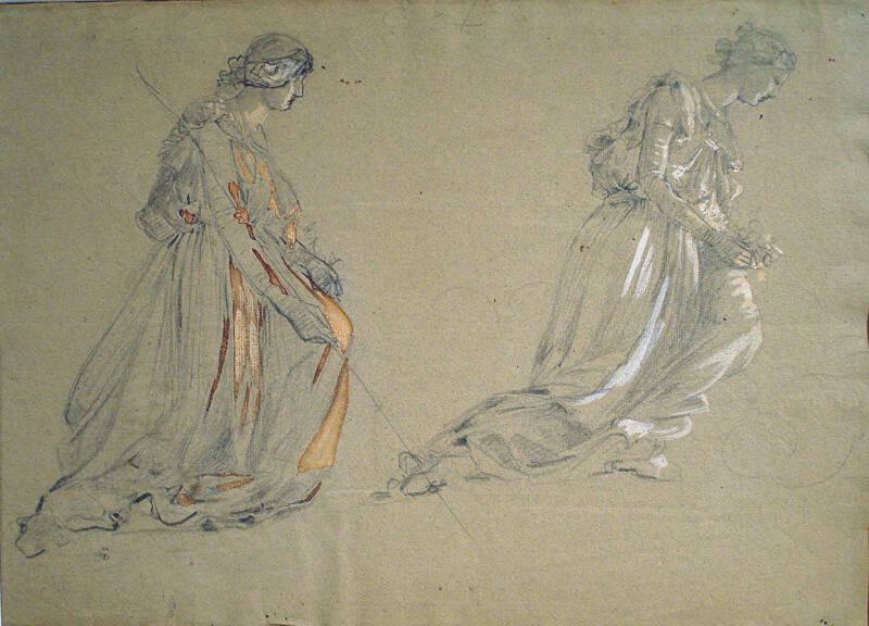 Two Draped Female Figure Studies for "Light of the Incarnation"