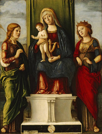 Enthroned Madonna and Child with Two Virgin Martyrs
