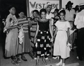 Wives, Sweethearts, Children, and Fans of Players, Stand in Front of The West Side Grandstand Sign, Martin's Stadium, Memphis