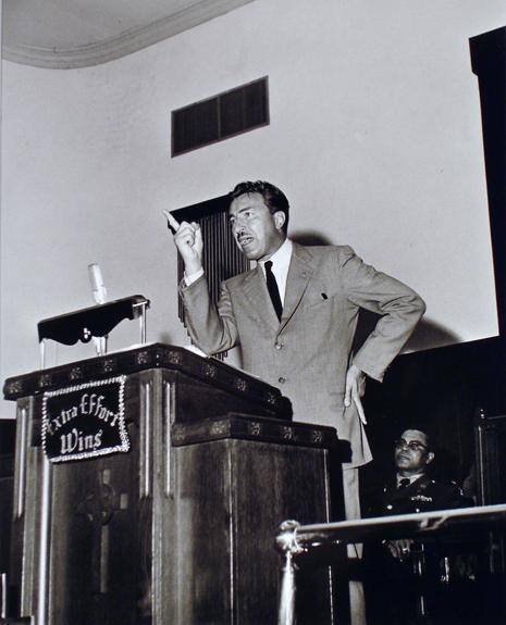 Reverend Adam Clayton Powell, U. S. Congressman from New York, Addresses a Rally at the Metropolitan Baptist Church, Memphis