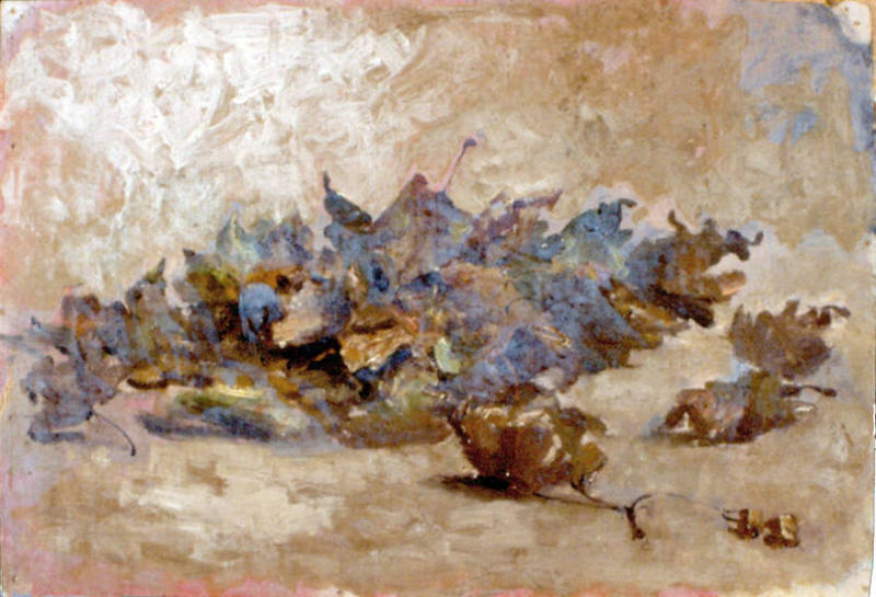 Falling Leaves, Study for Woman on a Park Bench