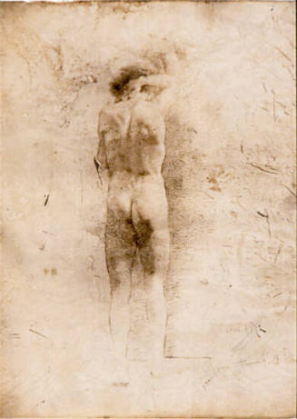 Standing Male Nude with Hands Clasped Behind Neck, Back View