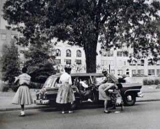 The Little Rock Nine Students are Transported to Central High School by Federal Troops (L-R) Carlotta Walls, Melba Patillio, Elisabeth Eckford And Minnie Jean Brown, Little Rock, Arkansas
