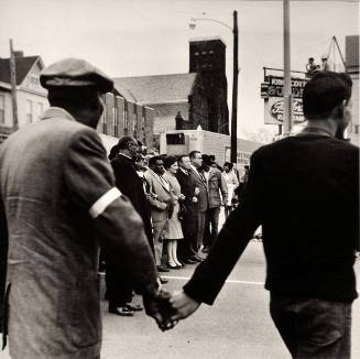 Bishop Jordan, A.M.E. Baptist Church; T.O. Jones, Head of Sanitation Workers; Walter Reuther, United Auto Workers,  Leading Protest March,  Memphis