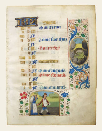 Leaf from a Book of Hours, October Calender