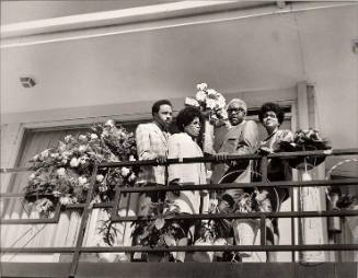 Staple Singers Placing Memorial Wreath at the Lorraine Motel, Memphis