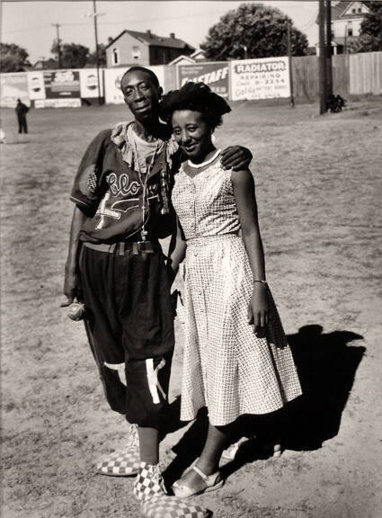 "King Tut" of the Indianapolis Clowns,also regarded as The Prince of The Negro Baseball Leagues, with a Fan, Martin's Stadium, Memphis