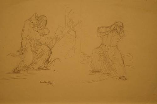 Two Male Figure Studies for "The Temptation of St. Anthony"