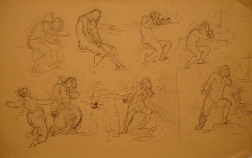 Sheet of Figure Studies for "The Temptation of St. Anthony"