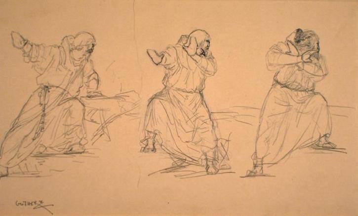 Three Male Figure Studies for "The Temptation of St. Anthony"