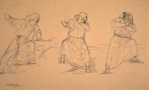 Three Male Figure Studies for "The Temptation of St. Anthony"