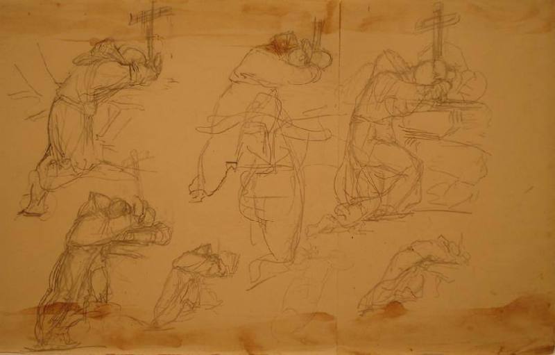 Sheet of Male Figure Studies for "The Temptation of St. Anthony"