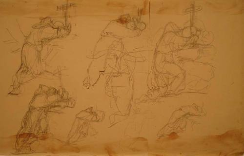 Sheet of Male Figure Studies for "The Temptation of St. Anthony"