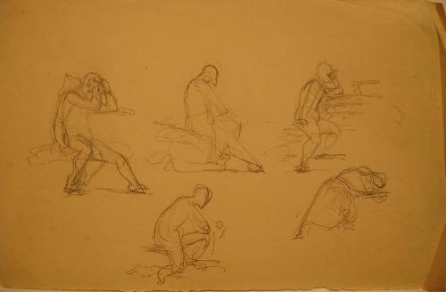 Sheet of Male Figure Studies for "The Temptation of St. Anthony"