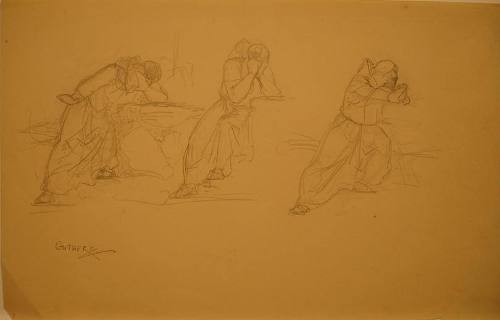 Sheet of Male Figure Studies for "The Temptation of St. Anthony"