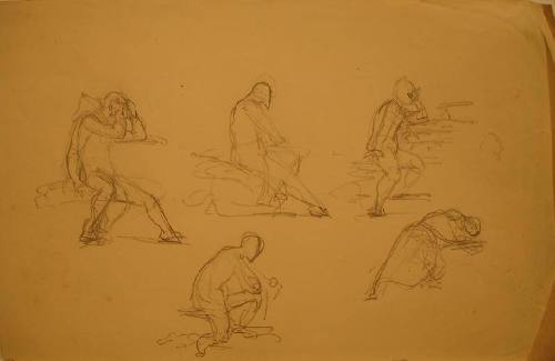 Three Male Figure Studies for "The Temptation of St. Anthony"