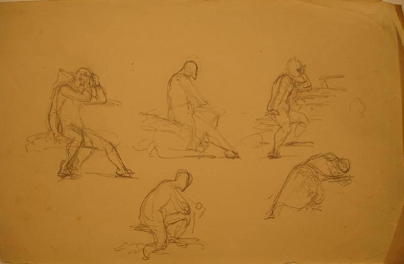 Three Male Figure Studies for "The Temptation of St. Anthony"