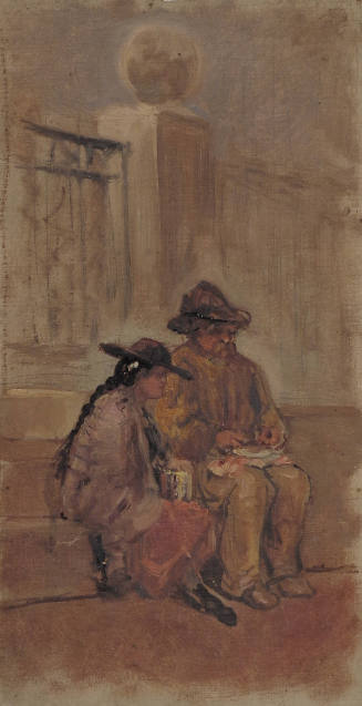 Spanish Workman and Wife Sitting on Back Entry Steps