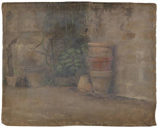 Claypots with Vines and Cactus Plants, Study for Cactus