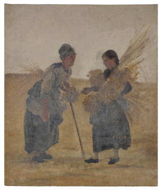 Two Peasant Women with Sheaves of Wheat, Study for The Gleaners