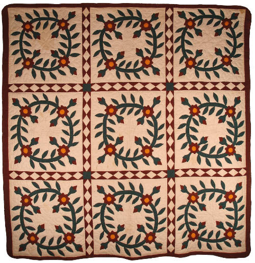 Quilt, Rose Wreath Pattern