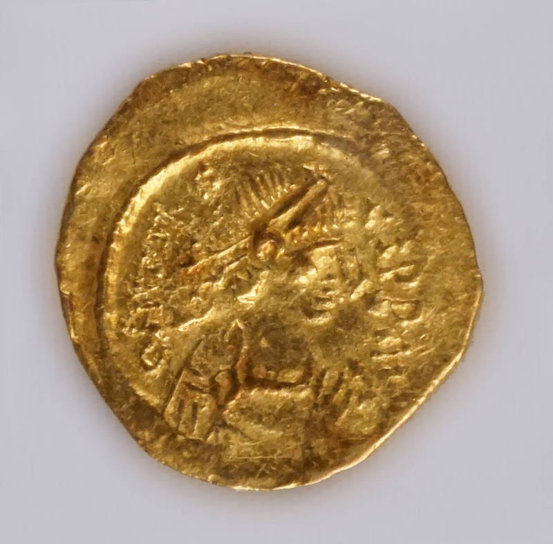 Tremissis with Emperor Maurice Tiberius (obverse), Cross Potent (reverse)