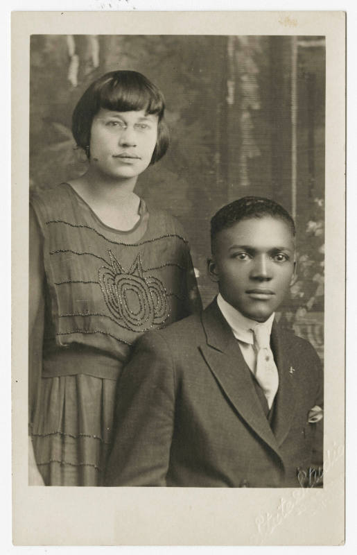 [Young woman and young man in studio, Chicago]