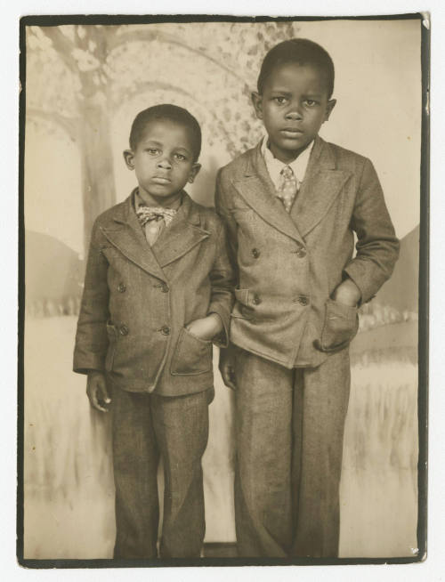 [Two boys in a studio]