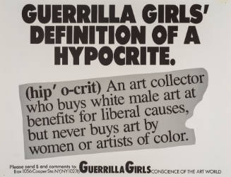 Guerrilla Girls' Definition of a Hypocrite