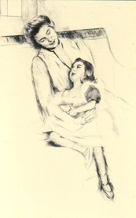 Margot and her Mother Seated on a Sofa