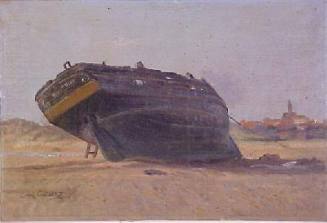 Fishing Boat Stranded at Coast, Ambleteuse, France