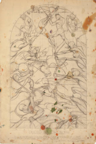 Compositional Sketch for "Desoto Meets The Indians," Public Works of Art Mural, Pink Palace Museum, Memphis