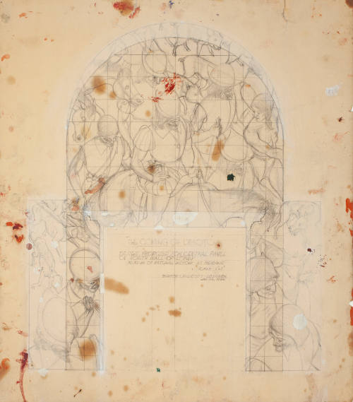 Compositional Sketch for "Coming of Desoto," Public Works of Art Mural, Pink Palace Museum, Memphis