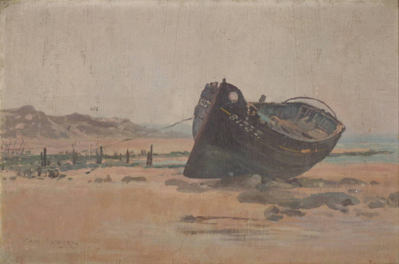Fishing Boat Stranded at Coast, Ambleteuse, France