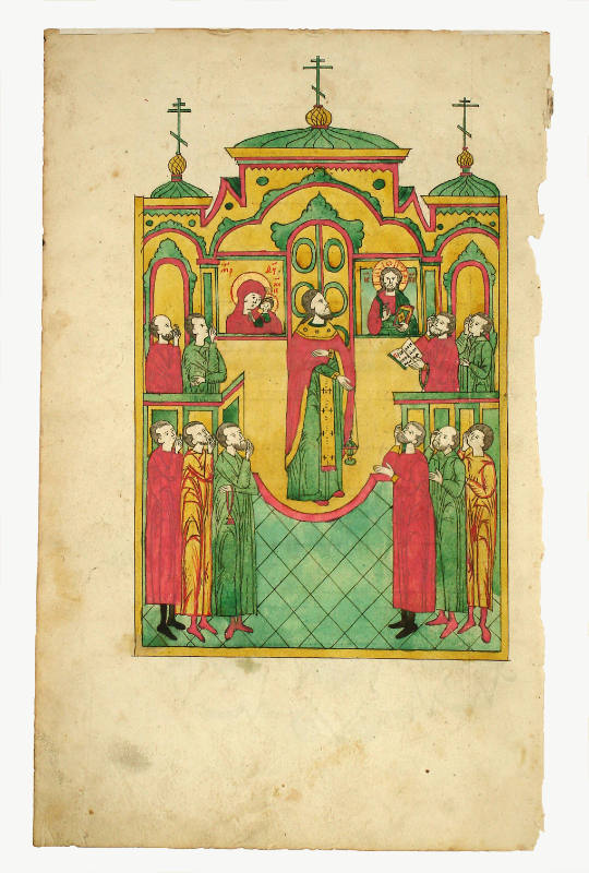 Leaf from a Book of Bible Stories  verso: Christ and the Apostles