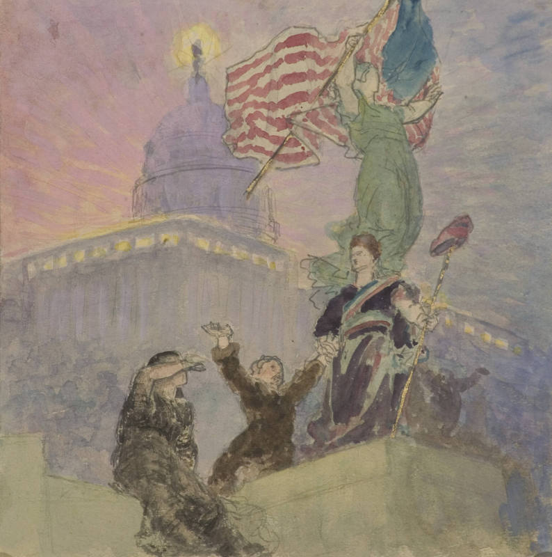 Study for "The Light of State,"Ceiling Panel #4 in the Spectrum of Light Mural, Reading Room, Library of Congress