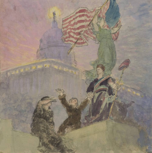 Study for "The Light of State,"Ceiling Panel #4 in the Spectrum of Light Mural, Reading Room, Library of Congress