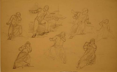 Sheet of Male Figure Studies for "The Temptation of St. Anthony"