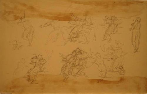 Sheet of Figure Studies for "The Temptation of St. Anthony"