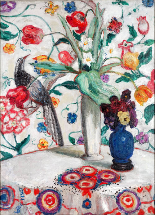 Still Life Number One with Flowers (Flowers Against Wallpaper)