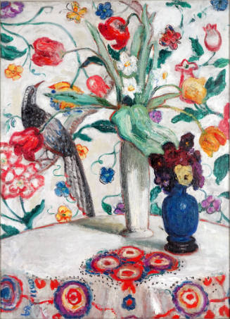 Still Life Number One with Flowers (Flowers Against Wallpaper)