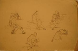Sheet of Male Figure Studies for "The Temptation of St. Anthony"