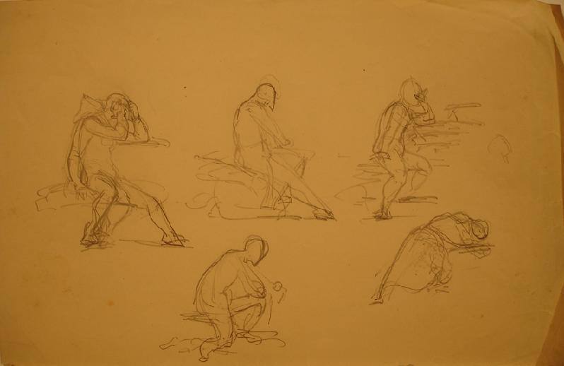 Three Male Figure Studies for "The Temptation of St. Anthony"